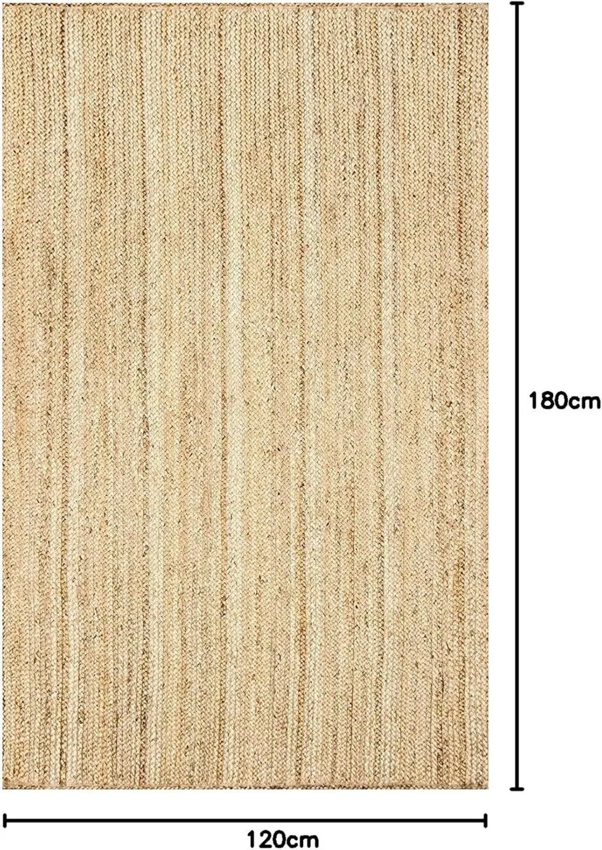 Hand Braided Natural Jute Rug Rectangle Area - Image 2