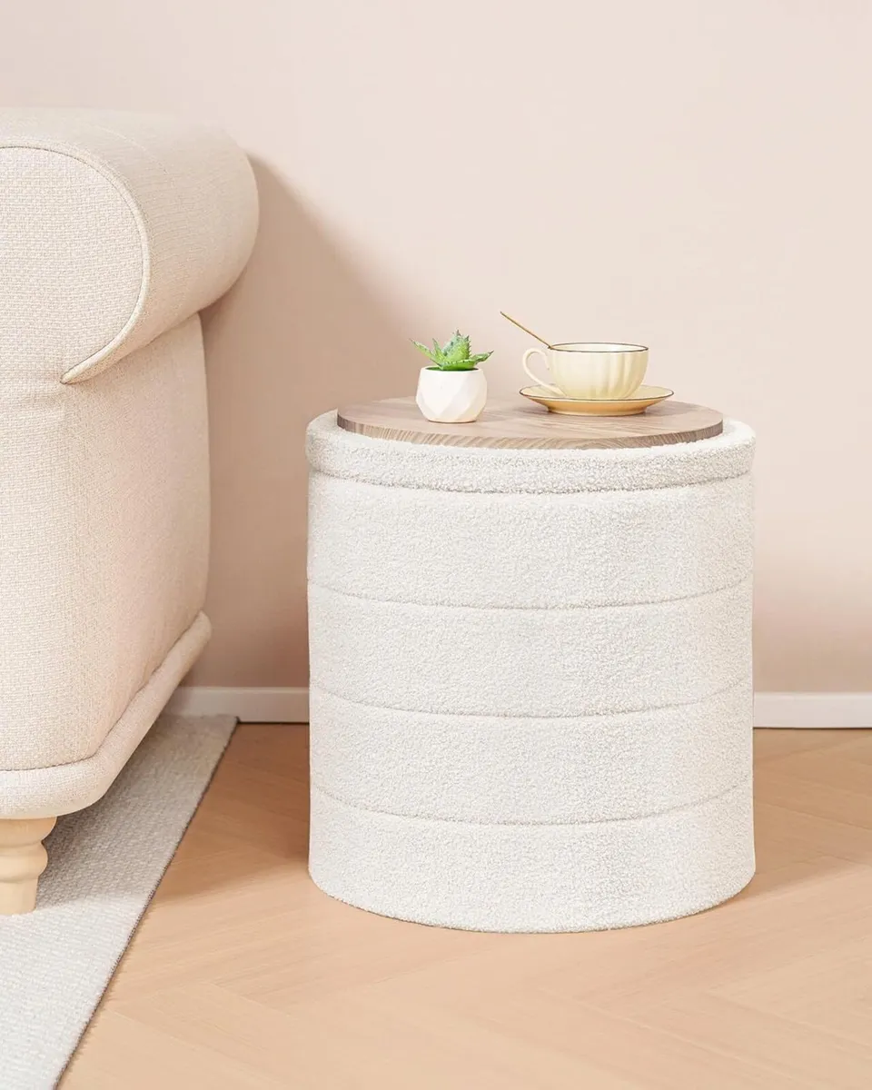 Boucle Ottoman Storage Foot Rest Stool Seat - Image 2