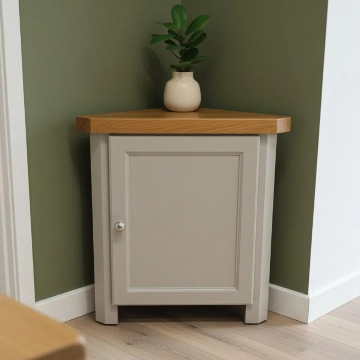 urniture Painted Corner Cabinet Grey Small - Image 4