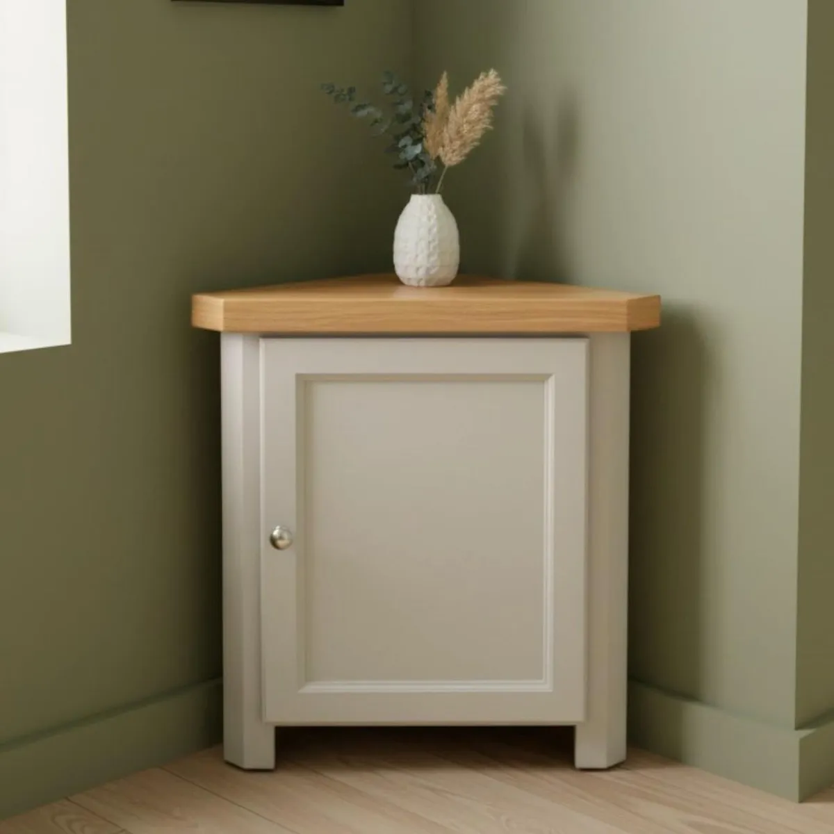 urniture Painted Corner Cabinet Grey Small - Image 1