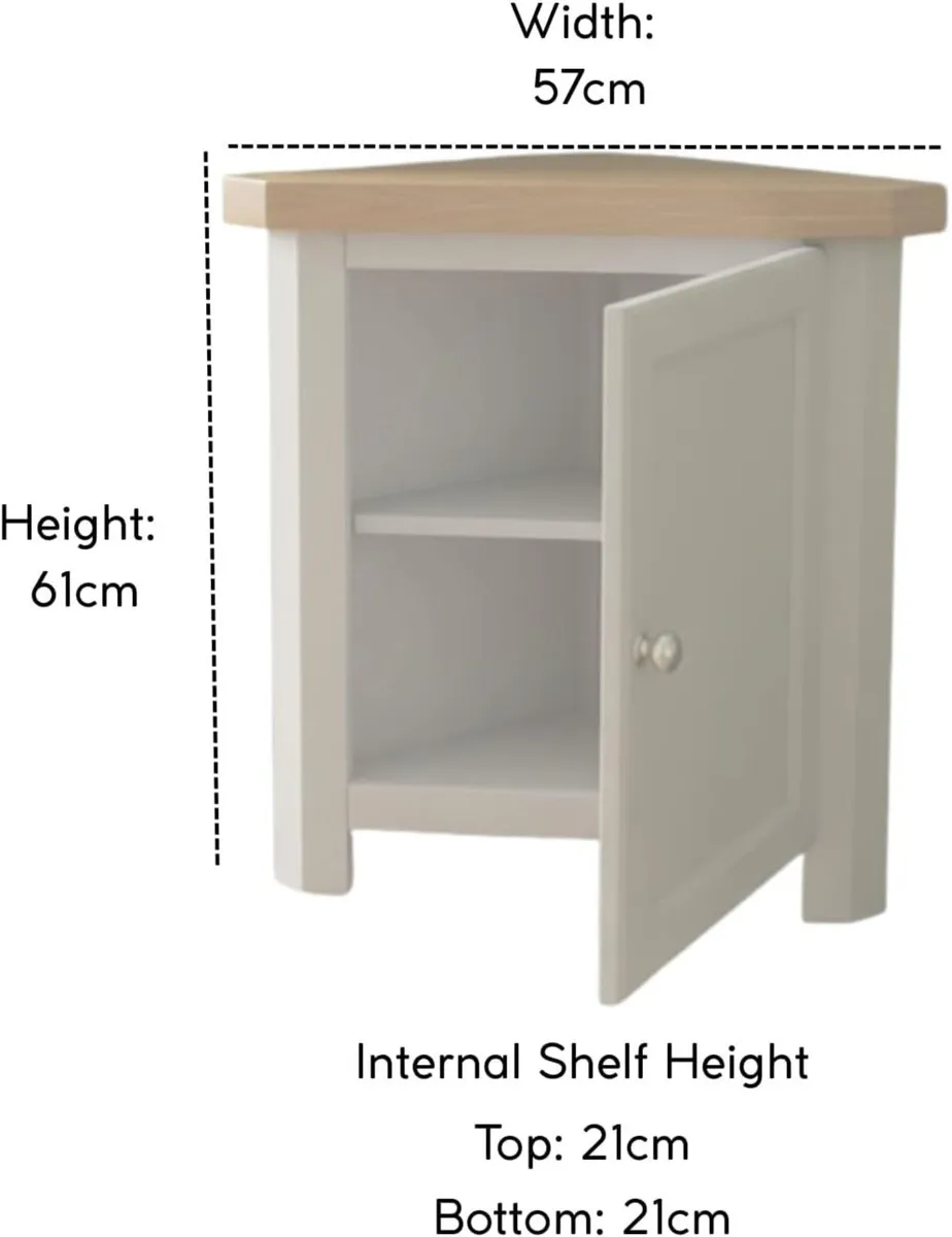 urniture Painted Corner Cabinet Grey Small - Image 2