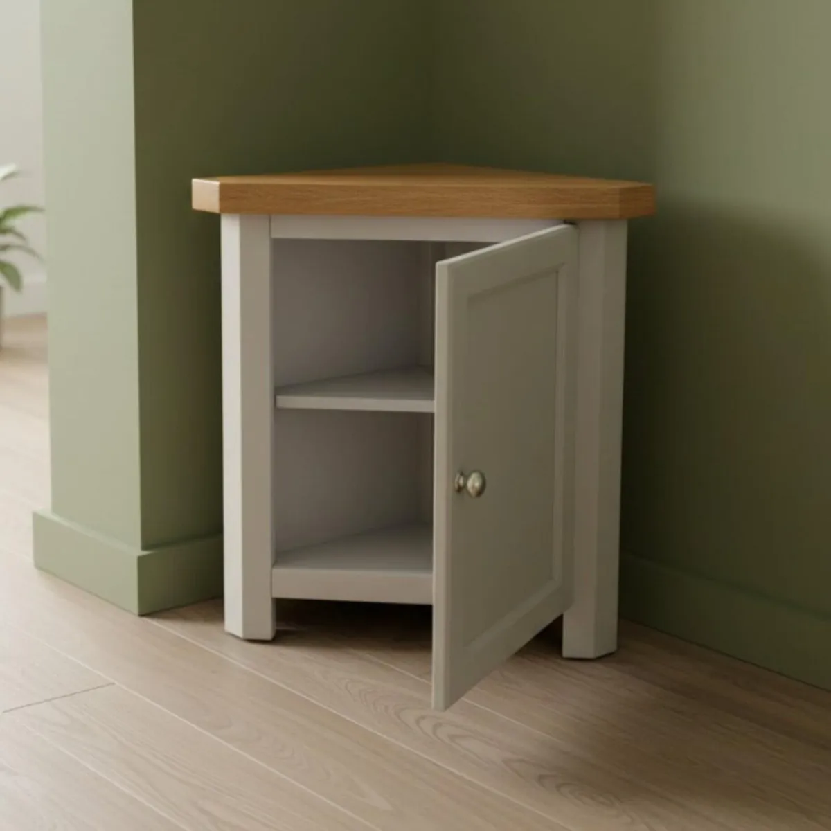 urniture Painted Corner Cabinet Grey Small - Image 3