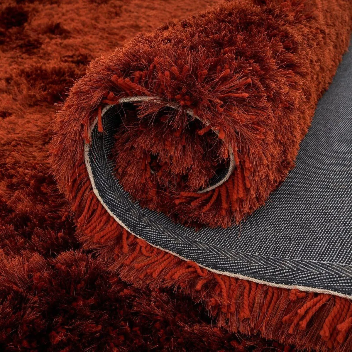 Super Soft Shaggy Fluffy Rust Red Living Room Rug - Image 4