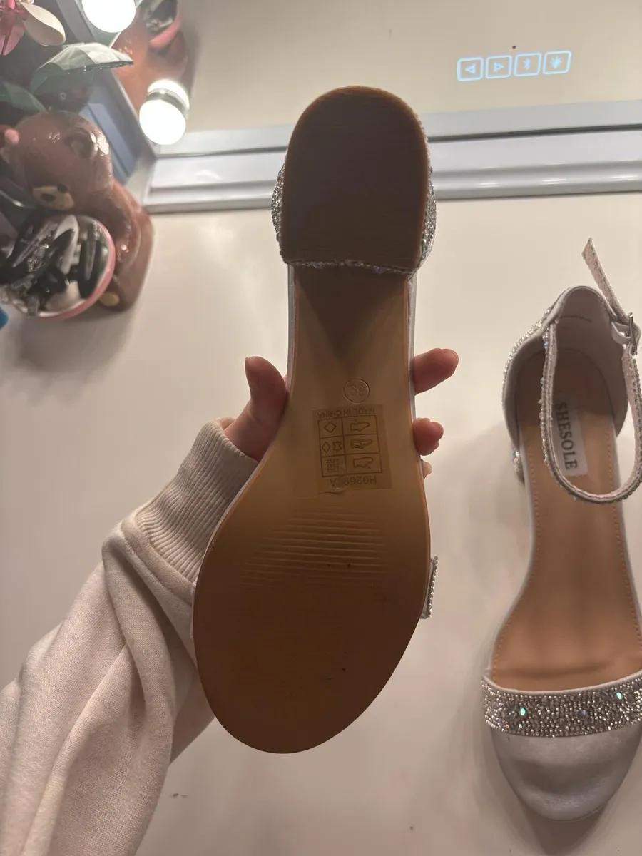 Sparkly Silver Shoes Wedding or occasion wear - Image 4