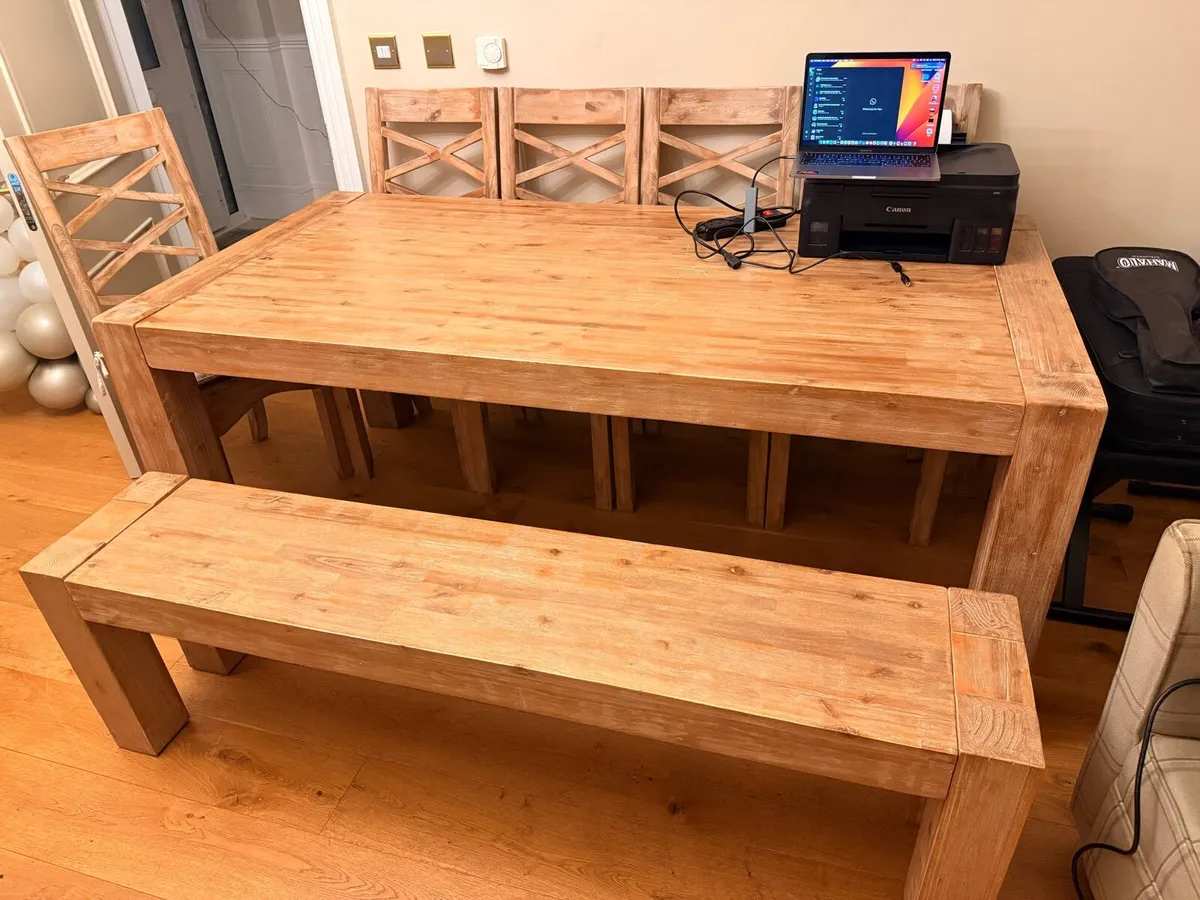As New Solid Wood Table, Chairs, Sideboard set. - Image 4