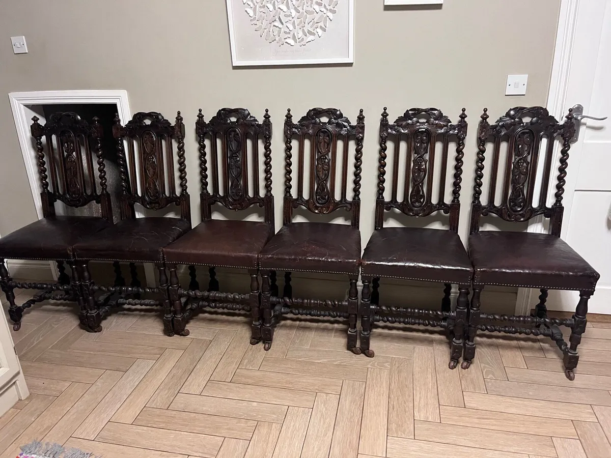 Early 20th century barley twist chairs - Image 3