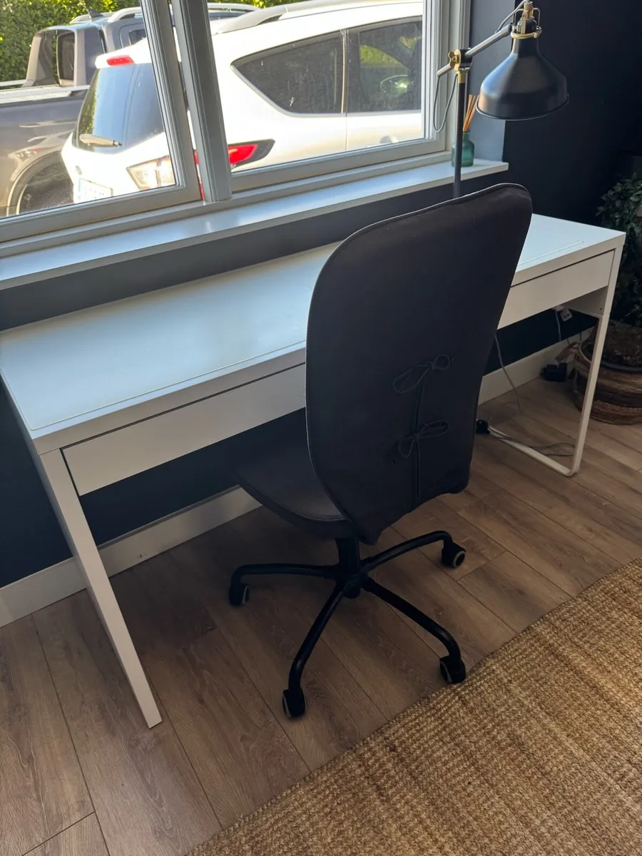 IKEA MICKE Desk & Black Chair - Image 1
