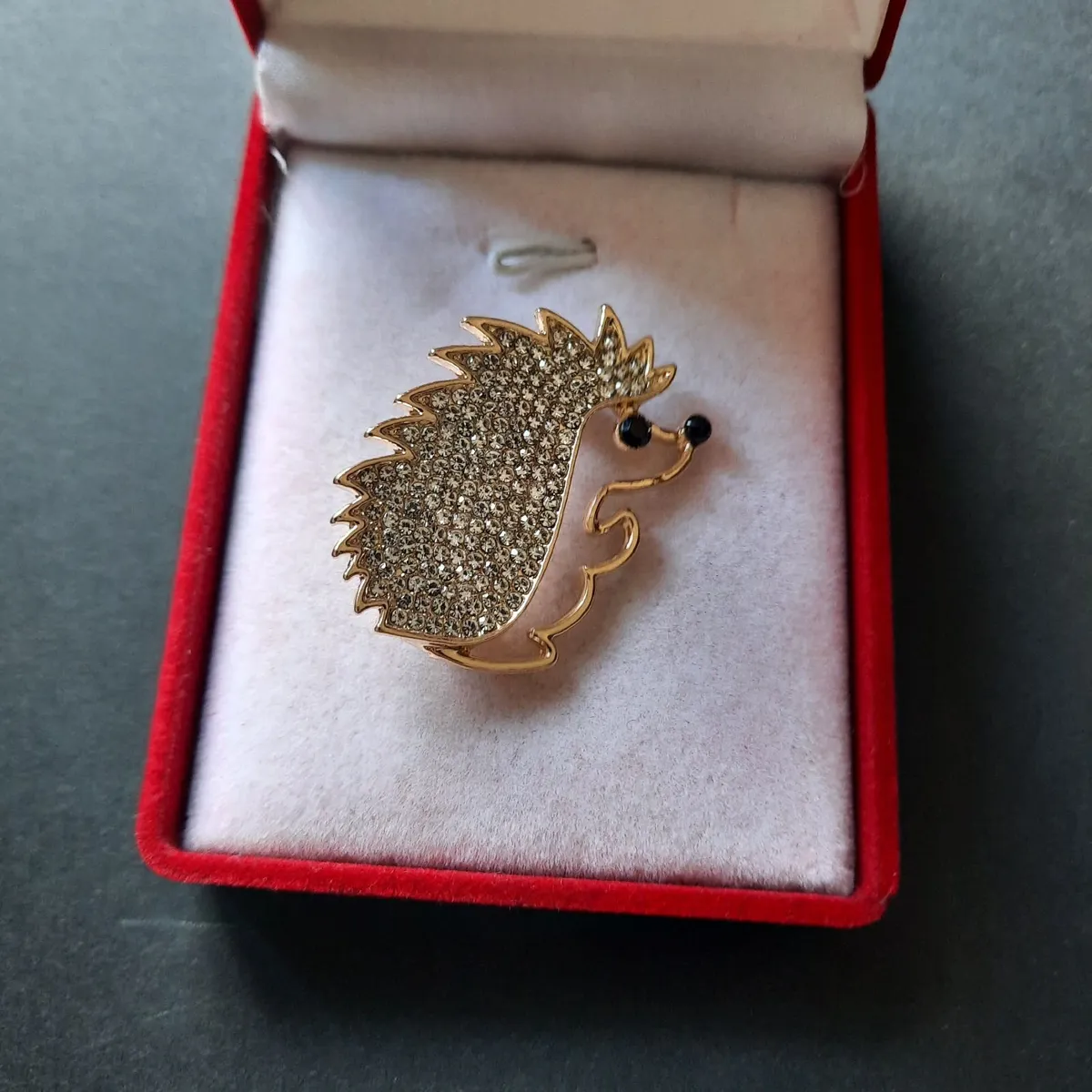 Sparkling Crystal Hedgehog Brooch | Gold Tone - Image 2