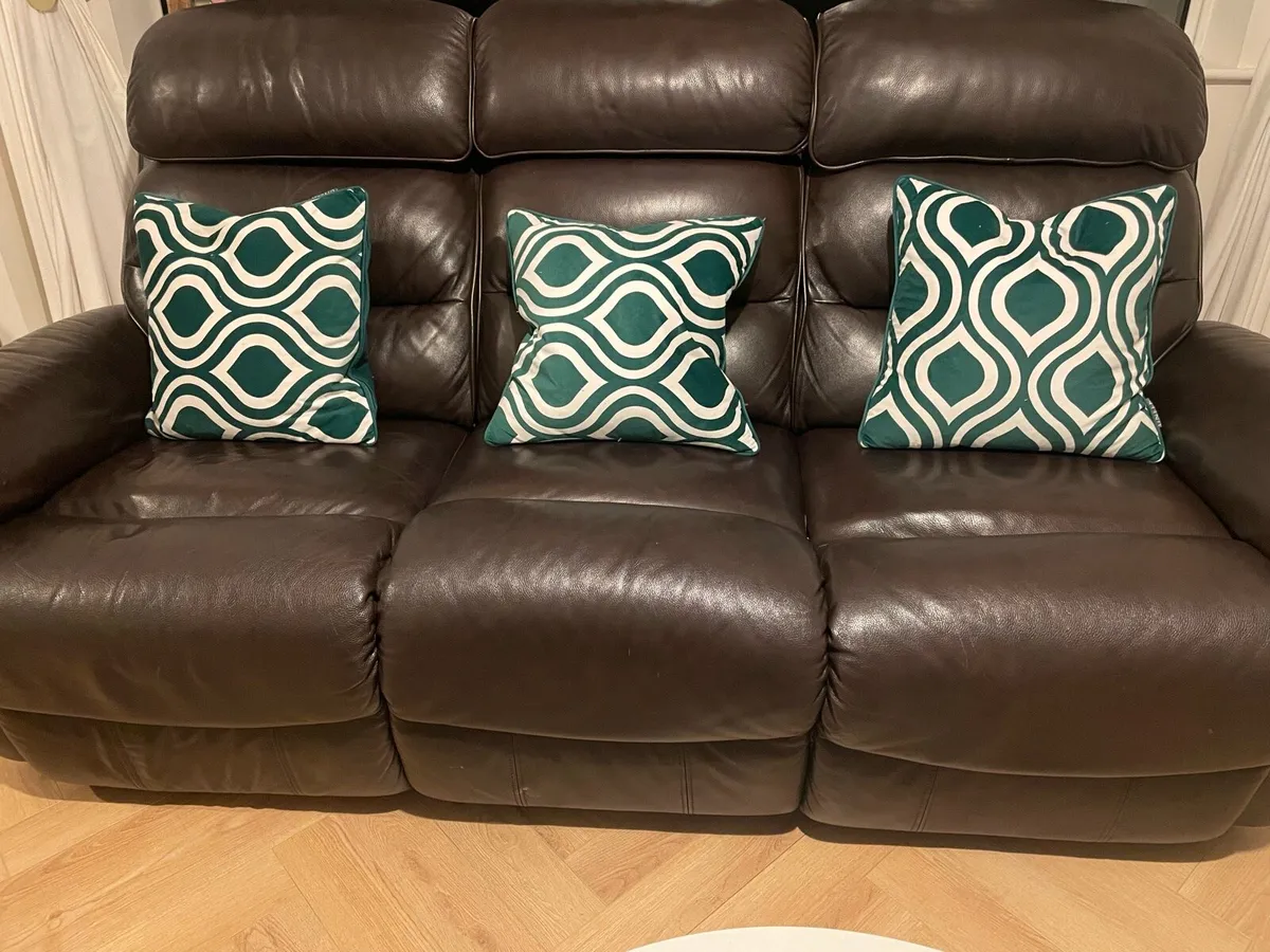 Recliner Brown Leather Couch - Image 2