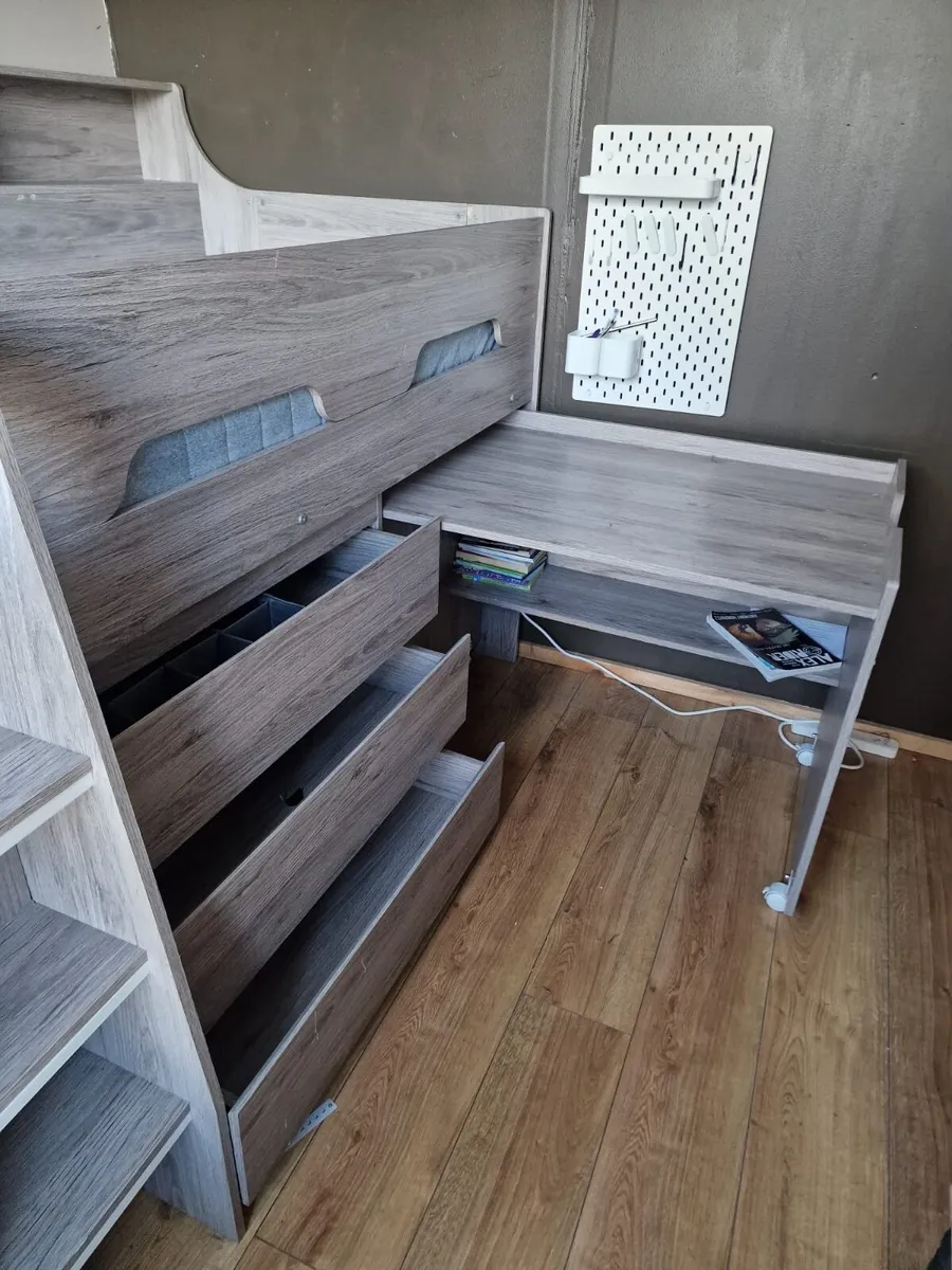 Mid-sleeper loft bed, built in desk, ikea mattress - Image 2