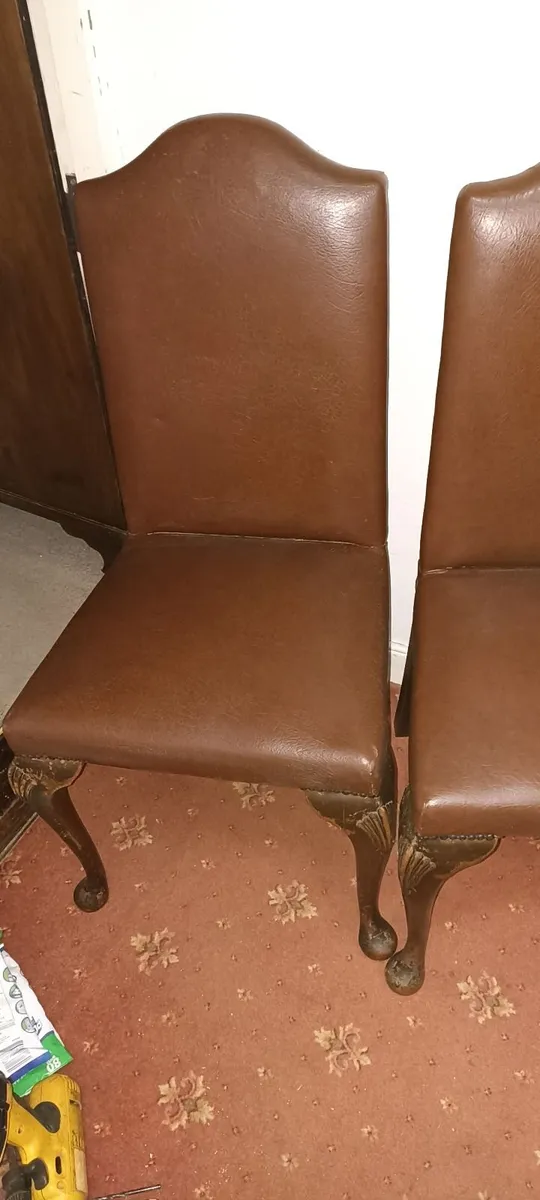 Set of Four 1940s Leatherette Dining Chairs - Image 1