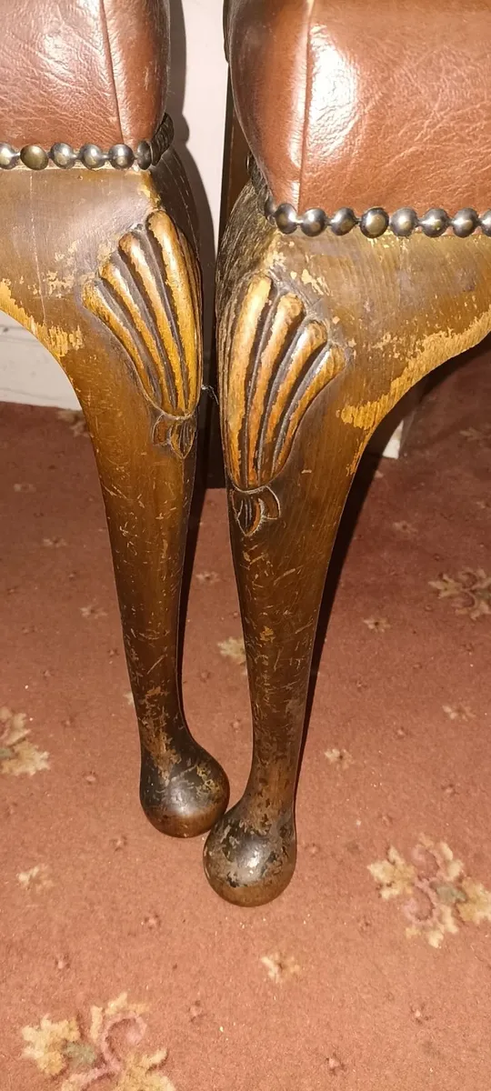 Set of Four 1940s Leatherette Dining Chairs - Image 2