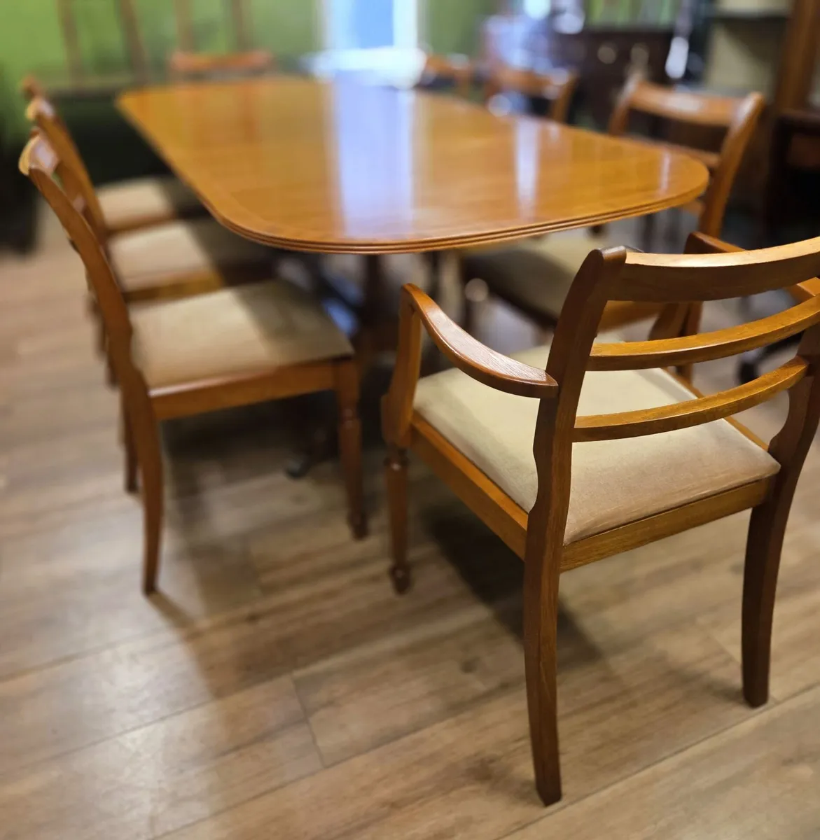 Walnut Table & 8 Chairs by McIntosh-1974 - Image 1