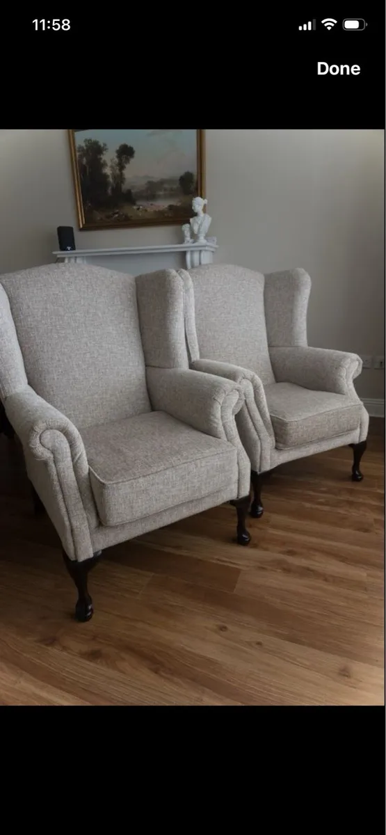 2 x Wingback Armchairs - AS NEW!! - Image 1