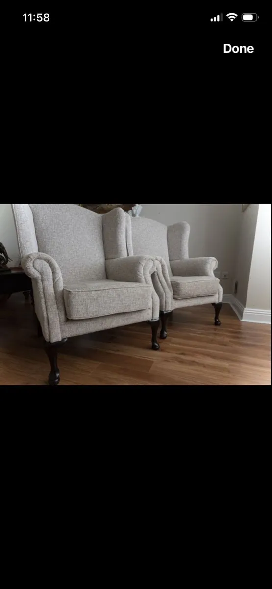 2 x Wingback Armchairs - AS NEW!! - Image 2