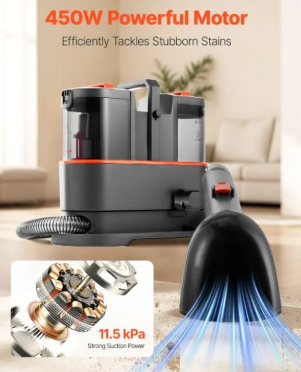 Carpet Cleaner Machine, 1.5 L Clean Water Tank - Image 3