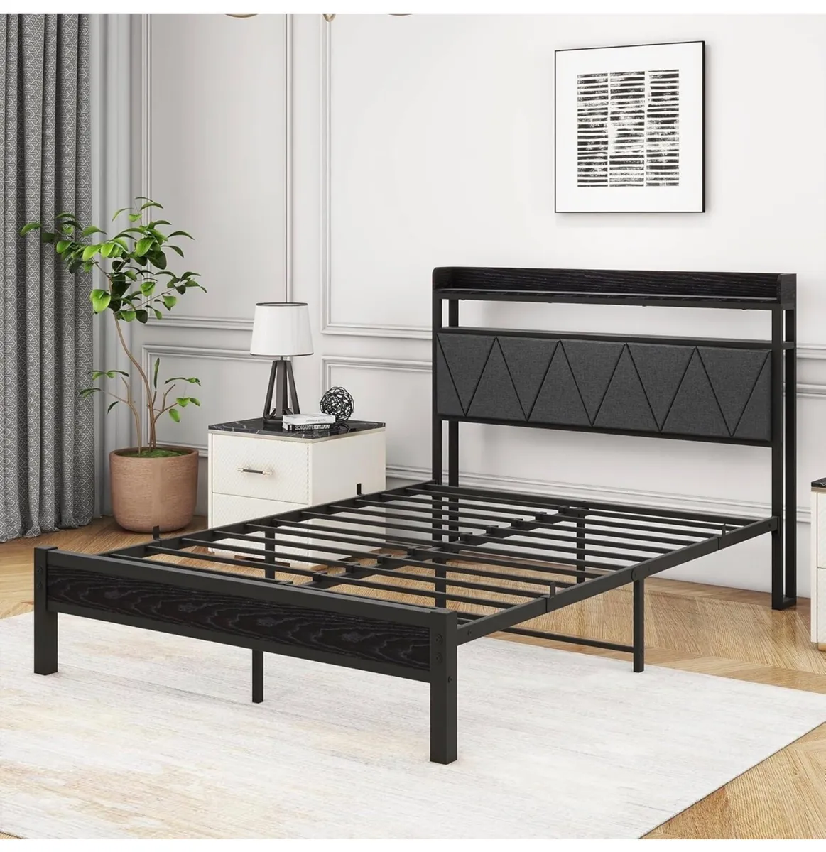 4ft6 Double Size Bed Frame with LED Lights - Image 3