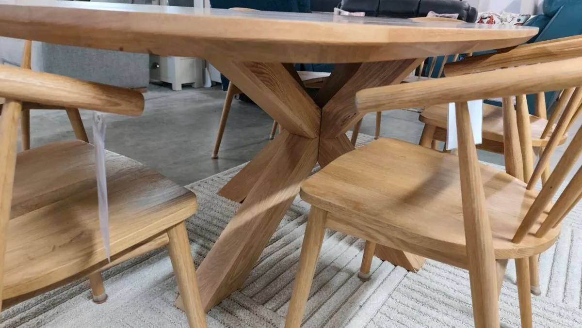 Bespoke 200cm Boat shaped Dining Table Ex Display - Image 1