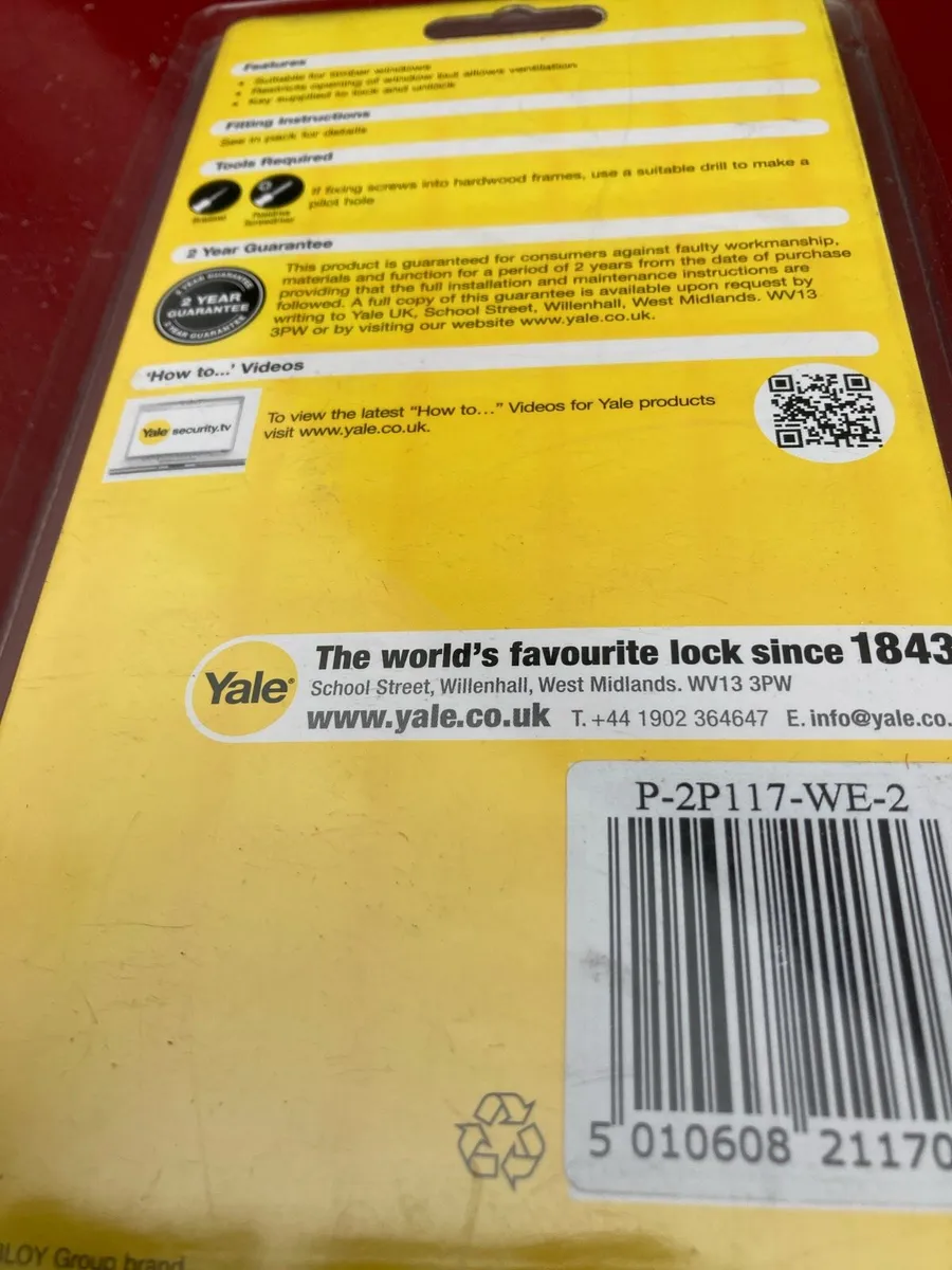 Yale Locks P117 Ventilation Window Lock, Pack of 2 - Image 2