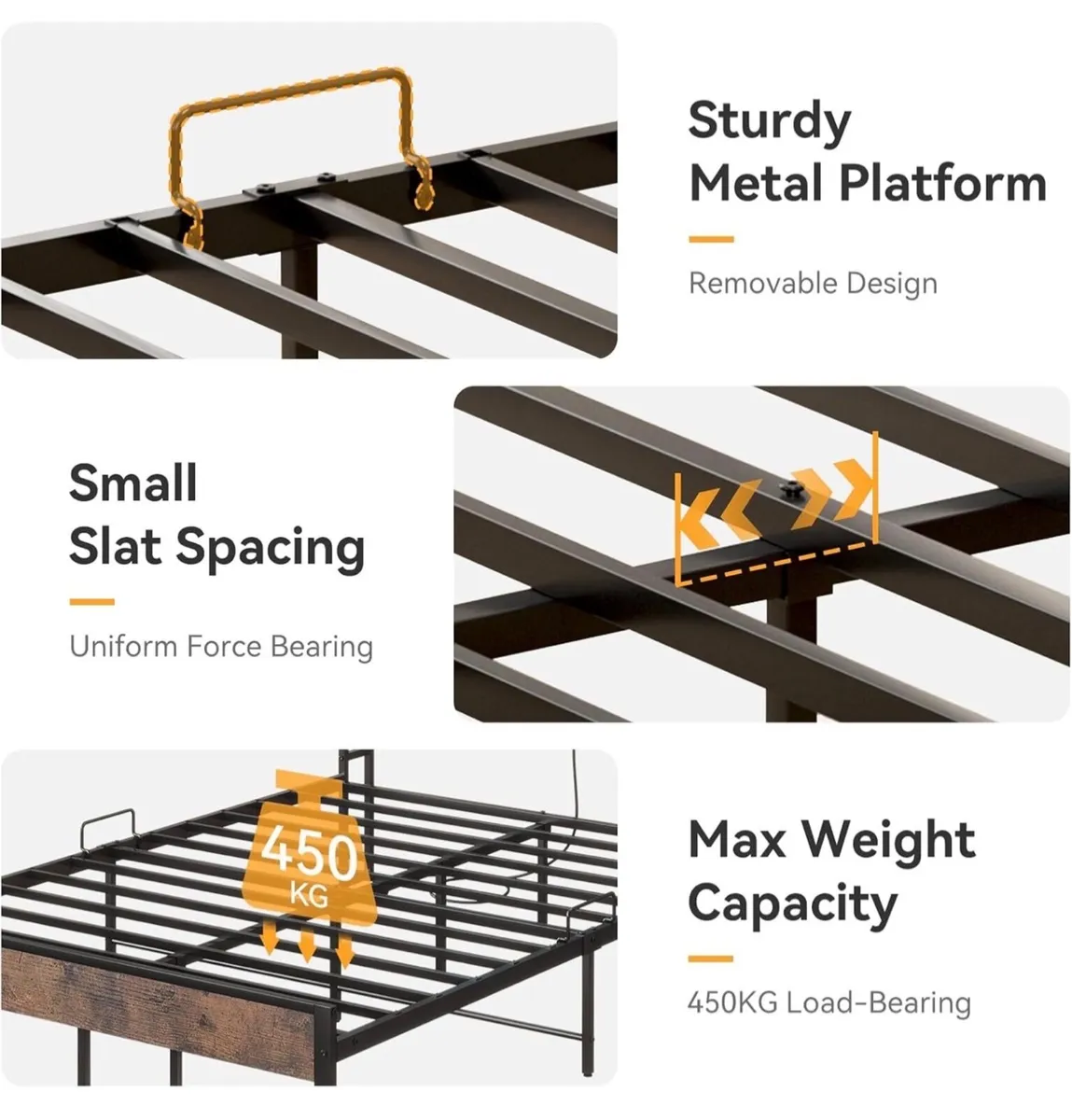 4ft6 Double Bed Frame with Storage Upholstered Hea - Image 4
