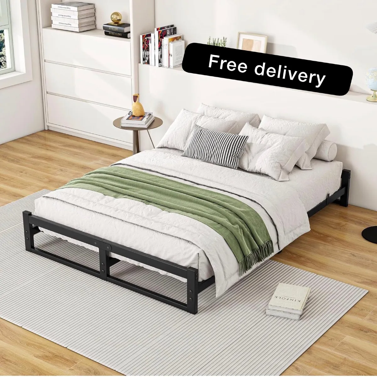 Double Bed Frame,4ft6 Floor Bed Frame Double Bed B - Image 1