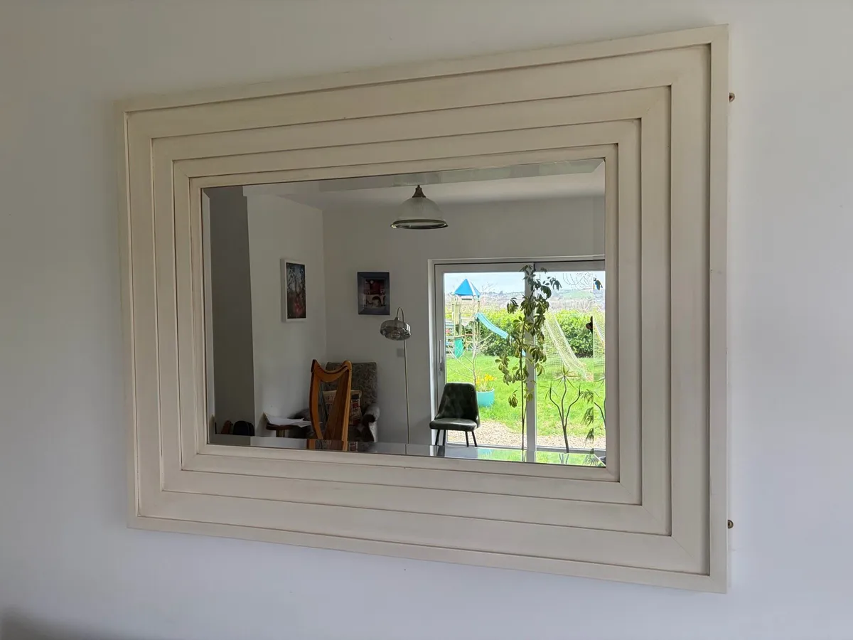 Large Cream Framed Wall Mirror - Image 1