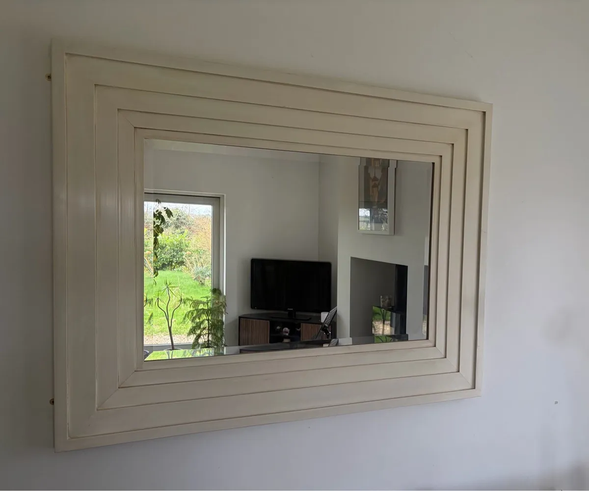 Large Cream Framed Wall Mirror - Image 2