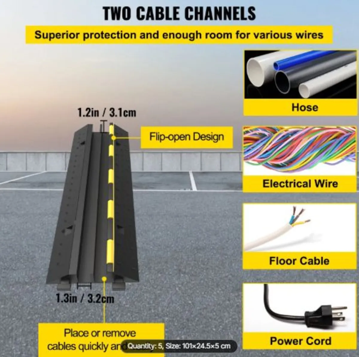 Cable Protector Ramp 101x24.5x5 cm , 5 Packs 2 - Image 2