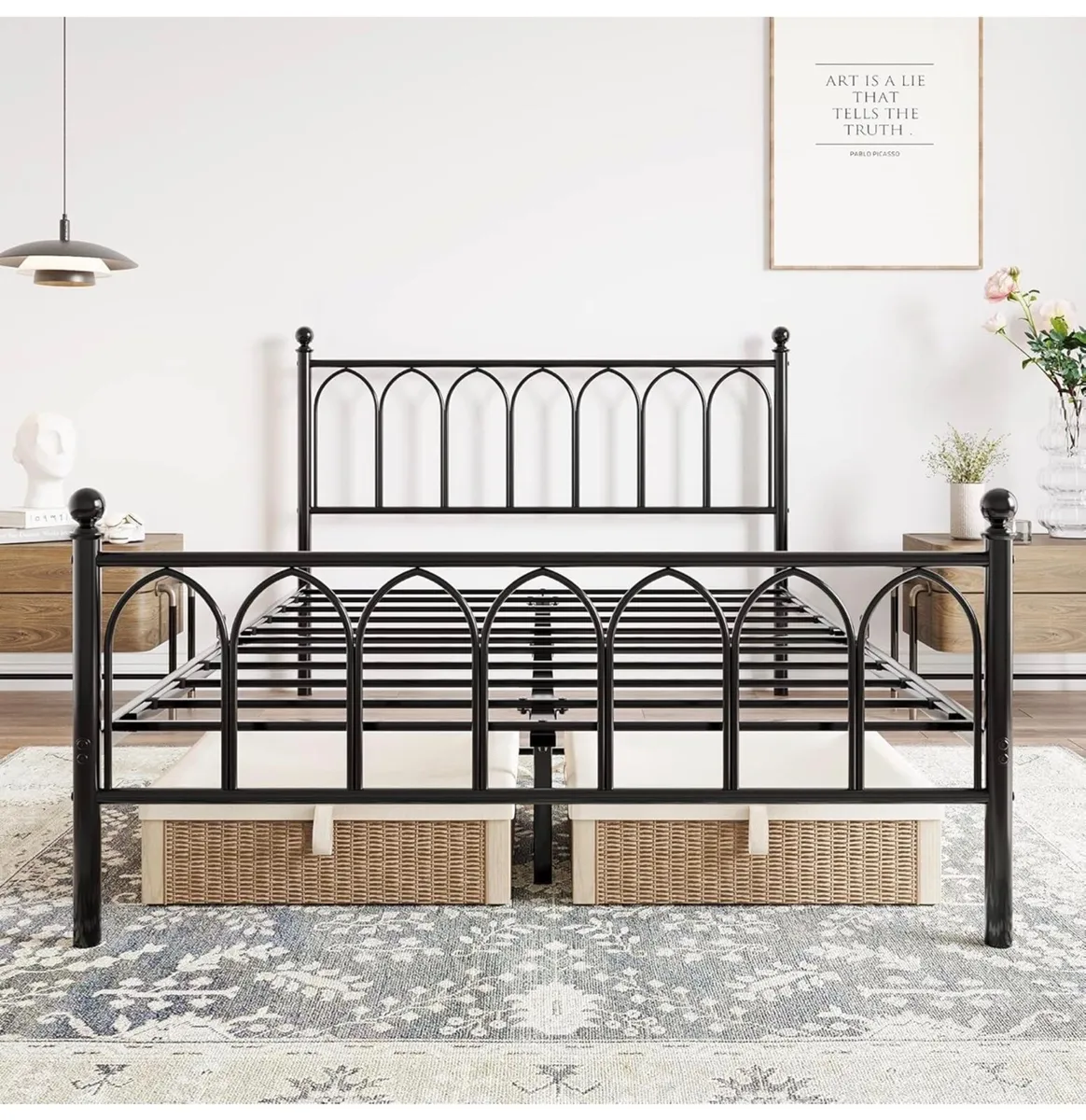 Double Metal Bed Frame 135 x 190 cm with Headboard - Image 3