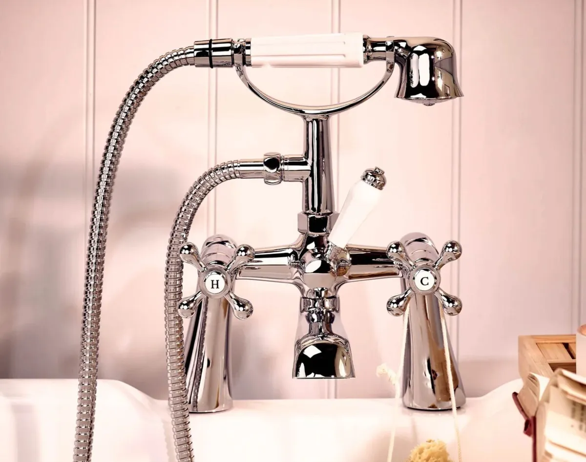 Traditional Victorian Bath Shower Mixer Tap Chrome - Image 3