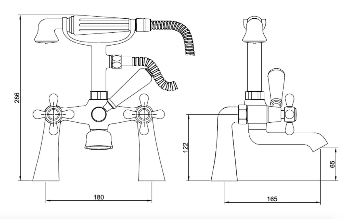 Traditional Victorian Bath Shower Mixer Tap Chrome - Image 2