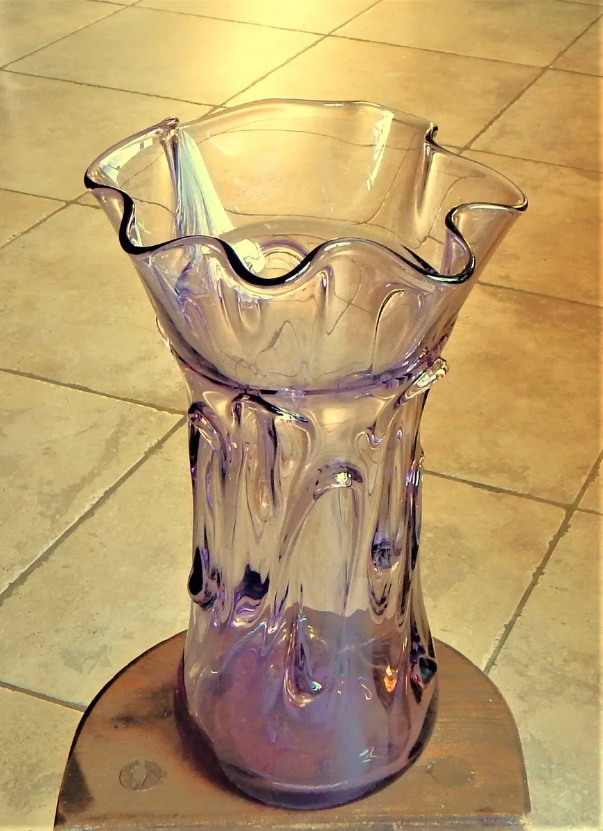 Large Handcrafted Coloured Glass Splash Vase - Image 1