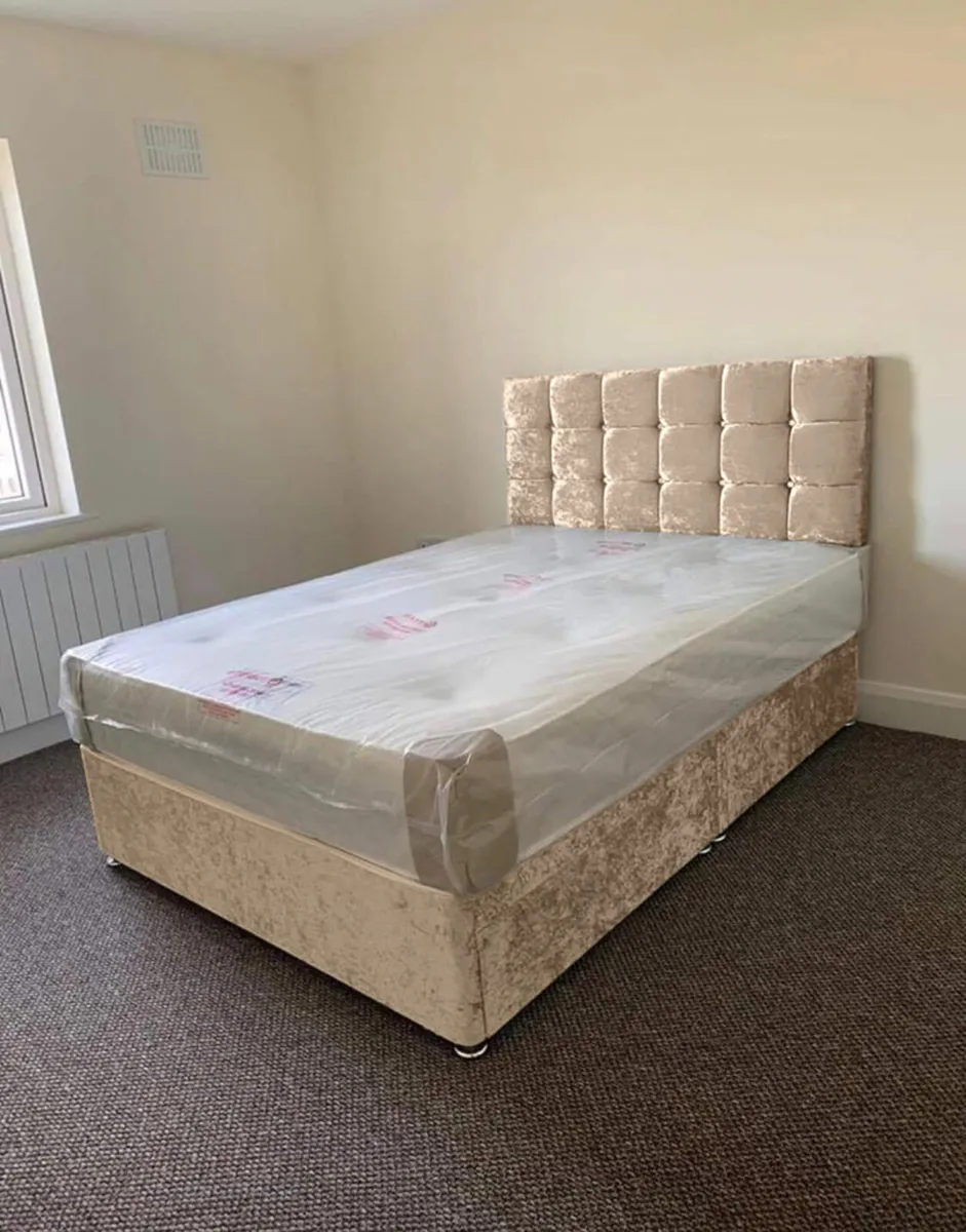 Divan Chesterfield Bed Frame + Mattress + Drawers - Image 1