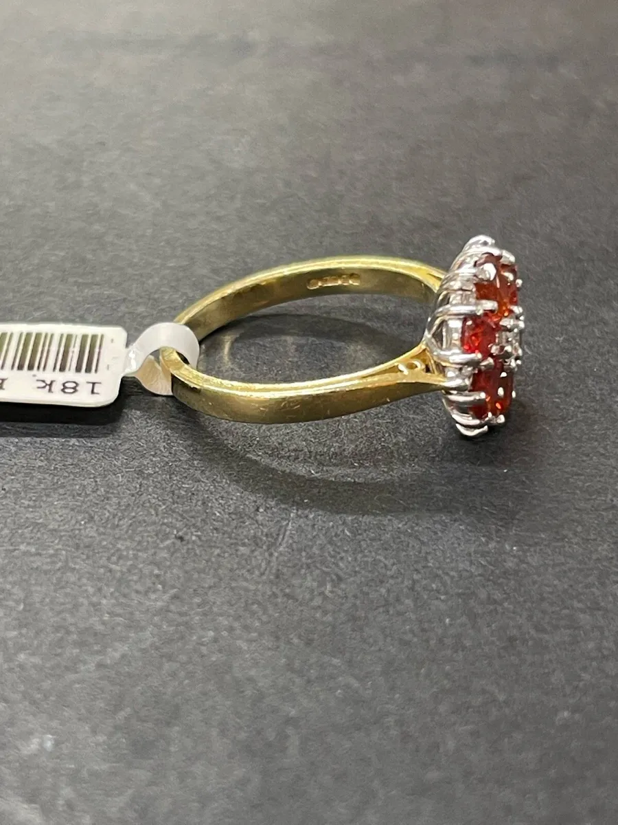 18k gold ring with fire opal and diamonds - Image 4