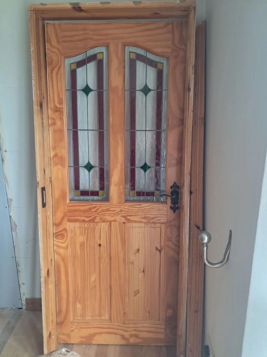 Internal pine door with stain glass