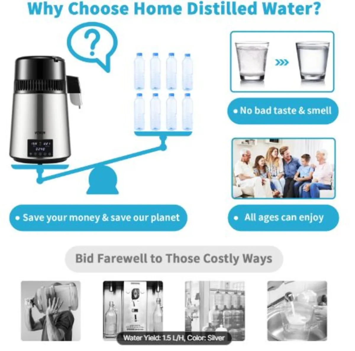 4L Water Distiller 1.5L/H Distilled Water Maker - Image 4