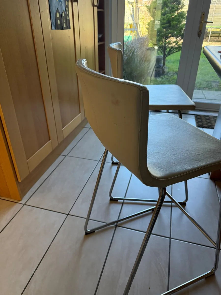 2 cream leather high seats - Image 2