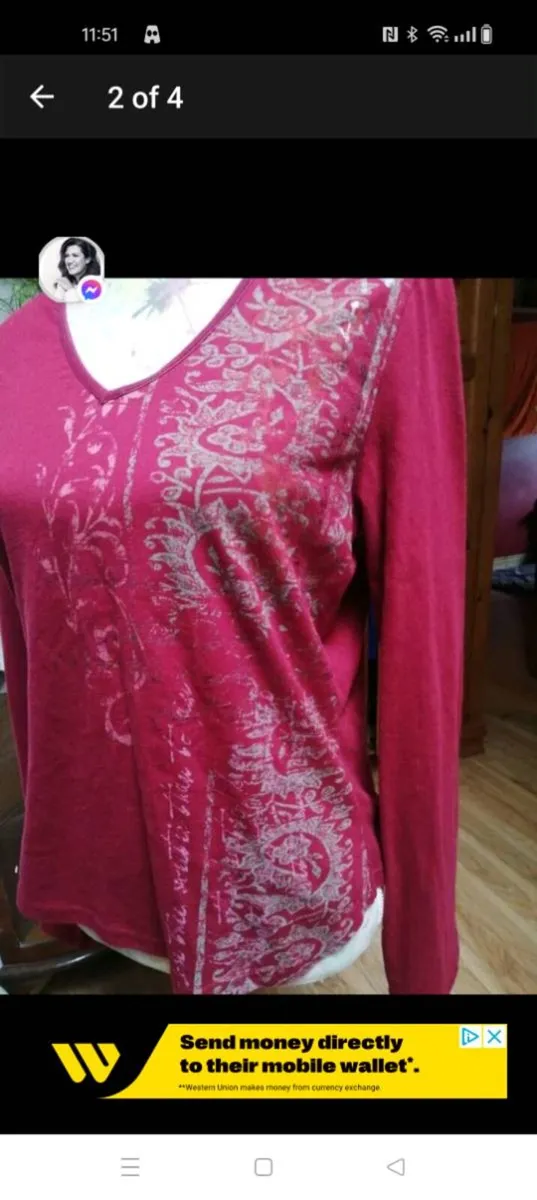 Ladies Gloria VANDERBILT wine top size 14. €11
Can - Image 2