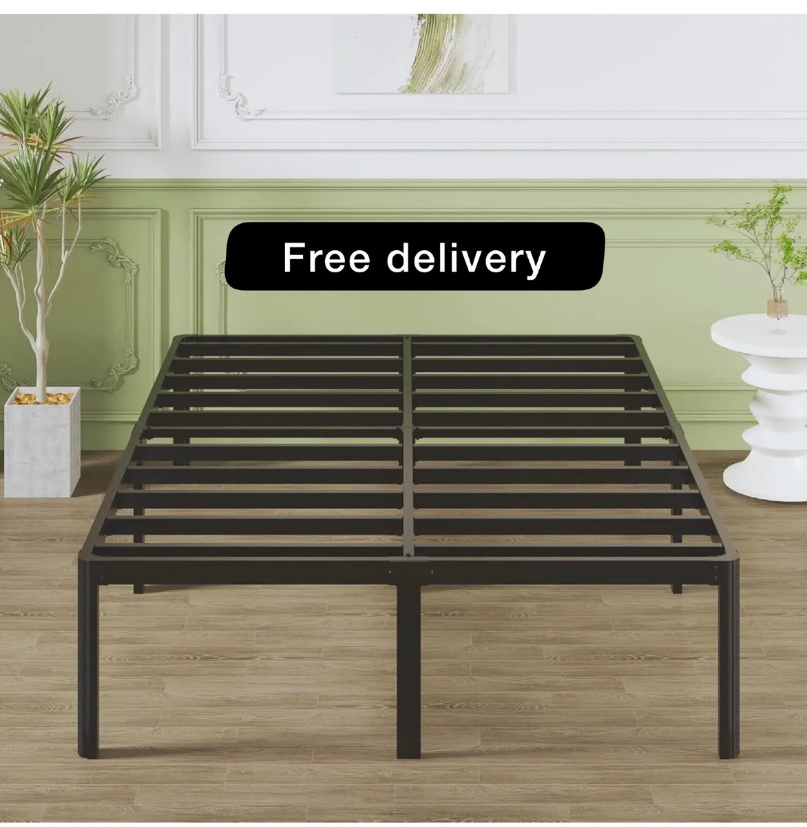 High Double Bed Frame 4ft6 with Rounded Corner Leg - Image 1