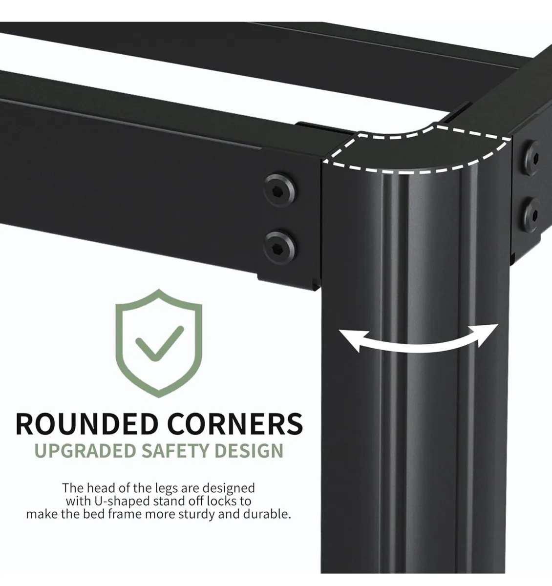 High Double Bed Frame 4ft6 with Rounded Corner Leg - Image 3