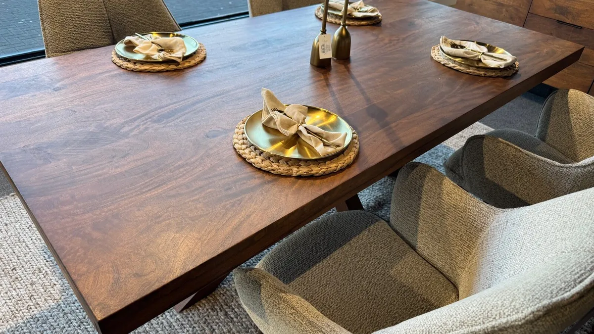 Solid Wood Dining Table, Ex Display Like New - Image 1