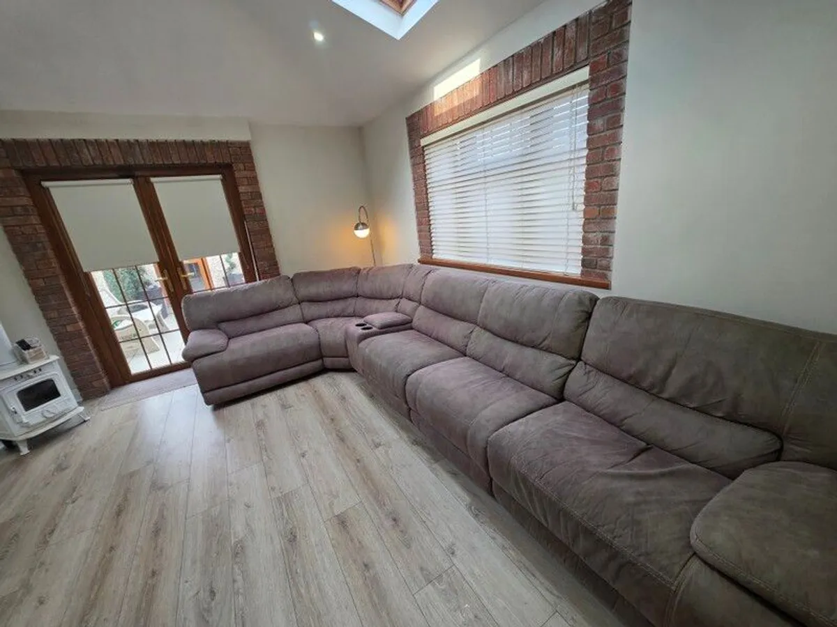 Faux Suede Baxter Corner Group Sofa Couch with recliners/drinks & remote holder Modular fitting so you can mix and match to suit the needs of your living room - Image 3