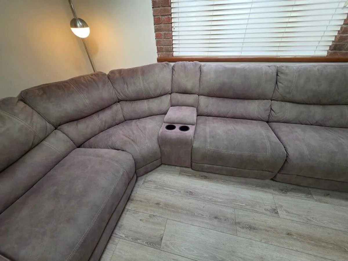 Faux Suede Baxter Corner Group Sofa Couch with recliners/drinks & remote holder Modular fitting so you can mix and match to suit the needs of your living room - Image 4