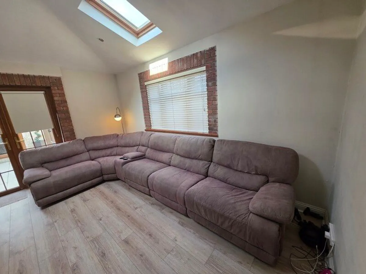 Faux Suede Baxter Corner Group Sofa Couch with recliners/drinks & remote holder Modular fitting so you can mix and match to suit the needs of your living room - Image 1