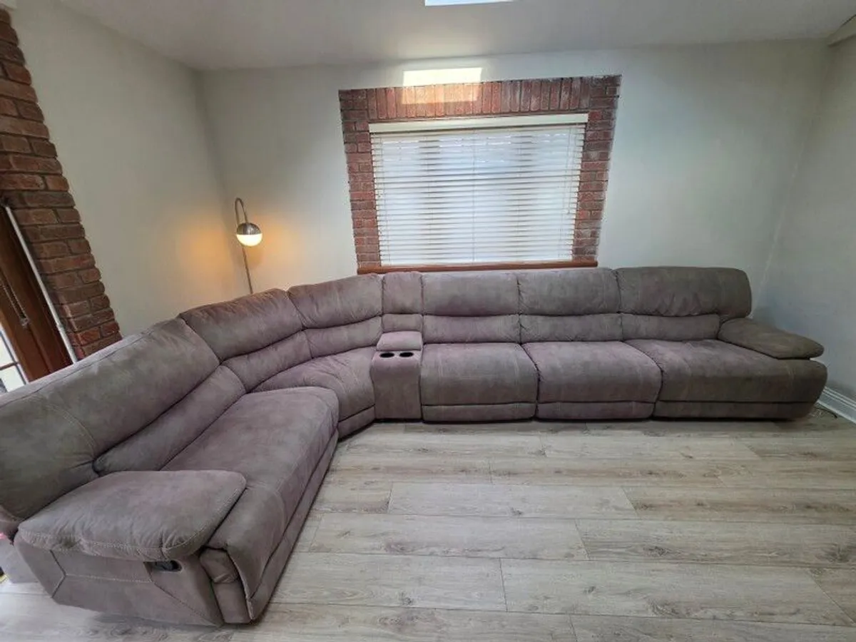 Faux Suede Baxter Corner Group Sofa Couch with recliners/drinks & remote holder Modular fitting so you can mix and match to suit the needs of your living room - Image 2