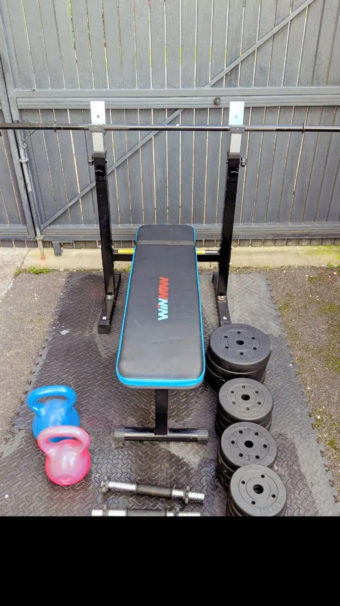 Weights + Bench Barbell Dumbbells Kettlebells - Image 1