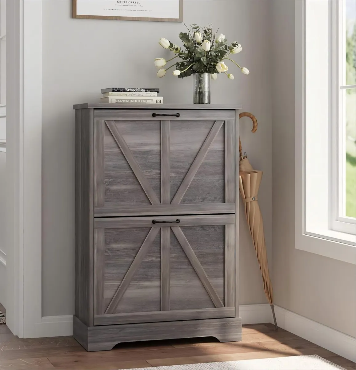 Shoe Cabinet Storage for Entryway with 2 Flip - Image 1