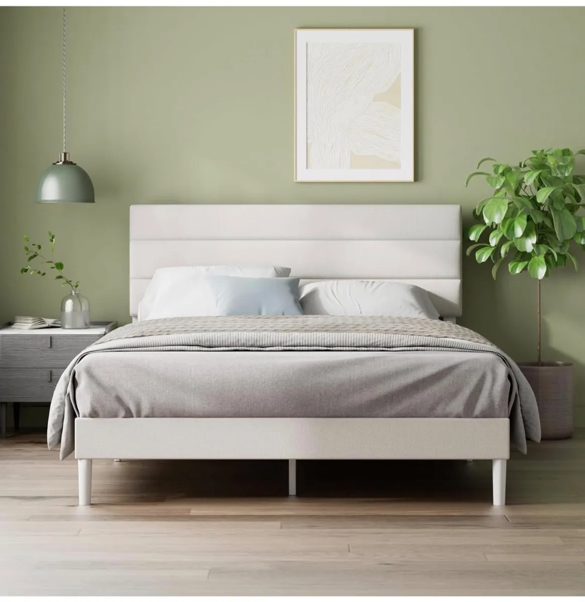 Double Upholstered Bed Frame with Headboard (135 x - Image 4