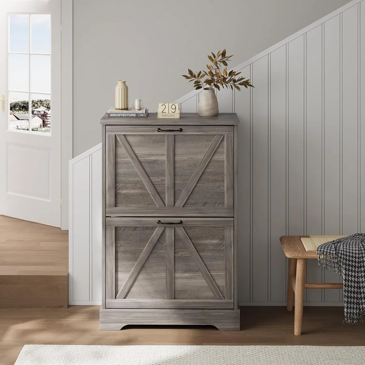 Shoe Cabinet Storage for Entryway with 2 Flip - Image 4