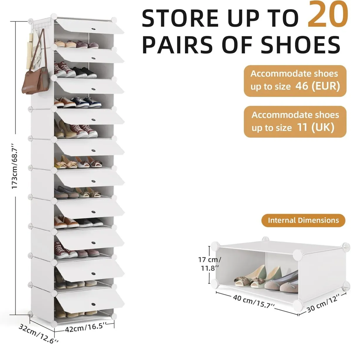Shoe Storage Cabinet Modular Rack Cube Plastic - Image 3